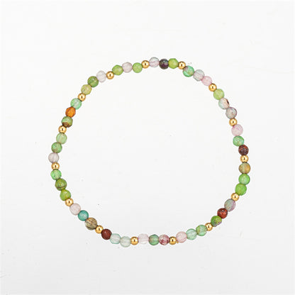 Handmade Agate & Natural Stone Geometric Circle Bracelet - 16cm Bohemian Ethnic Style Vintage Women's Jewelry