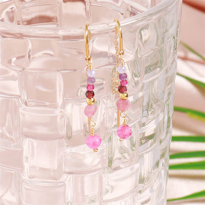 Handmade Chinese Style Geometric Natural Stone Earrings - Gold Plated Stainless Steel