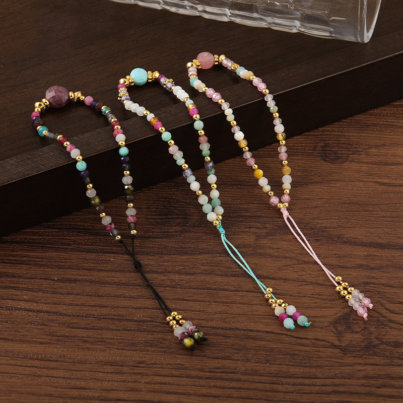 Handmade Geometric Circle Natural Stone Bracelet - Stainless Steel Light Luxury Style Adjustable Unisex Jewelry in Pink, Green, Purple