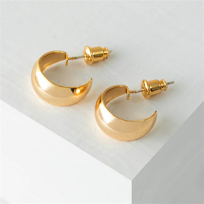 Handmade Geometric Gold-Plated Brass Hoop Earrings - Minimalist Everyday Style