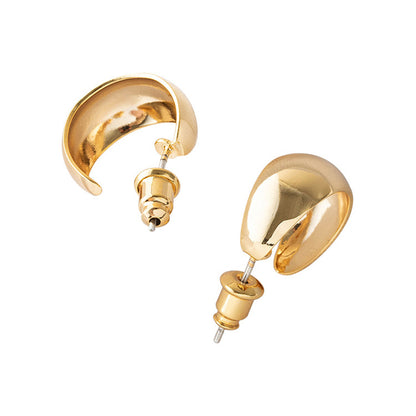 Handmade Geometric Gold-Plated Brass Hoop Earrings - Minimalist Everyday Style