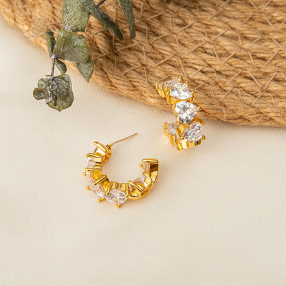 Handmade Geometric Gold Plated Earrings with 925 Silver Posts - Minimalist Light Luxury Studs for Women