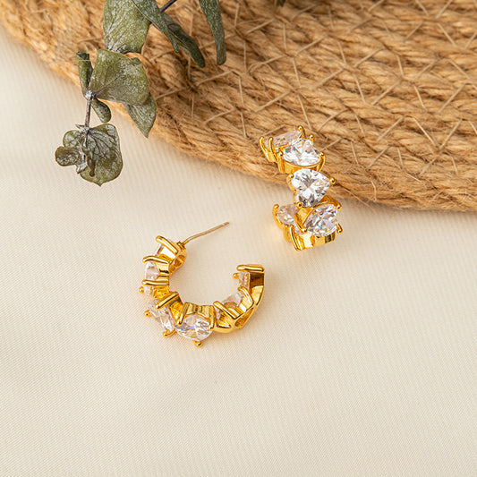 Handmade Geometric Gold Plated Earrings with 925 Silver Posts - Minimalist Light Luxury Studs for Women
