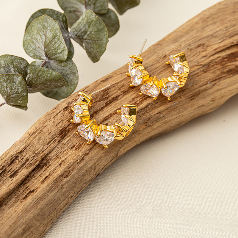 Handmade Geometric Gold Plated Earrings with 925 Silver Posts - Minimalist Light Luxury Studs for Women