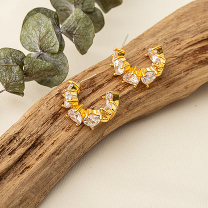 Handmade Geometric Gold Plated Earrings with 925 Silver Posts - Minimalist Light Luxury Studs for Women