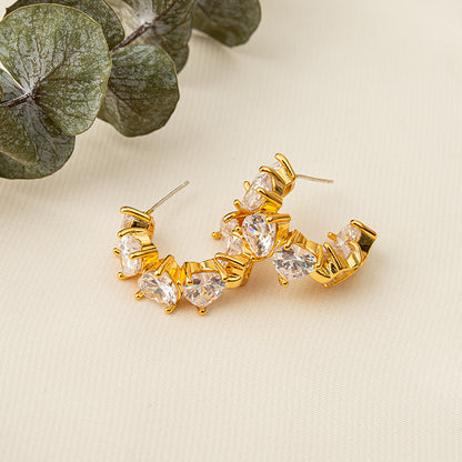 Handmade Geometric Gold Plated Earrings with 925 Silver Posts - Minimalist Light Luxury Studs for Women