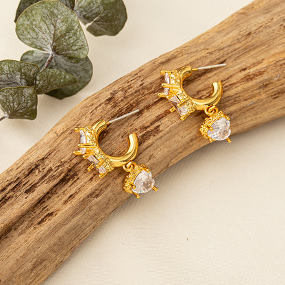 Handmade Geometric Gold Plated Stud Earrings with 925 Silver Posts - Light Luxury Minimalist Jewelry for Women
