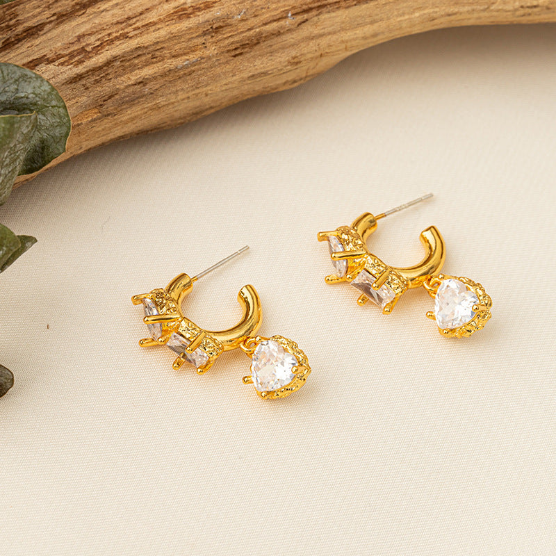 Handmade Geometric Gold Plated Stud Earrings with 925 Silver Posts - Light Luxury Minimalist Jewelry for Women