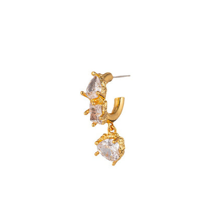 Handmade Geometric Gold Plated Stud Earrings with 925 Silver Posts - Light Luxury Minimalist Jewelry for Women