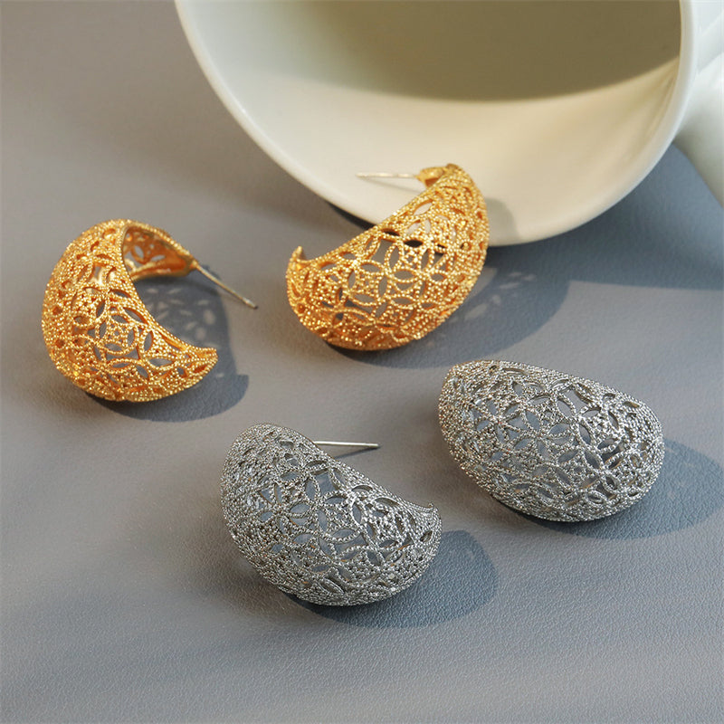 Handmade Geometric Oval Hoop Earrings in Gold & Silver Plating - Minimalist Statement Jewelry for Women