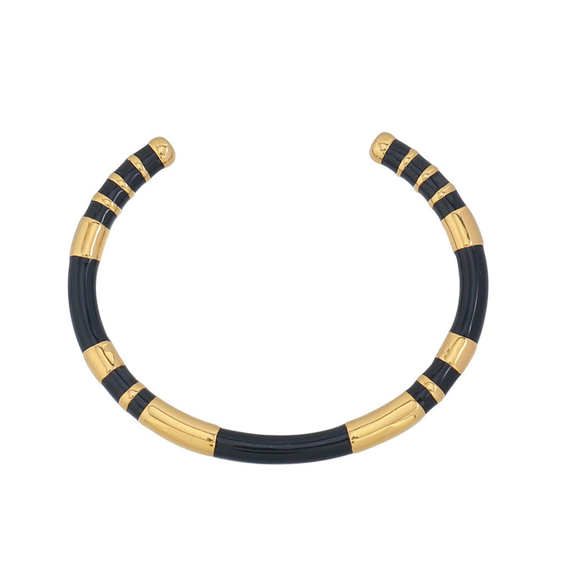 Handmade Geometric Ring-shaped Bracelet - Genuine Gold Plated Copper in Black/Gold & Avocado Green  Light Luxury Style