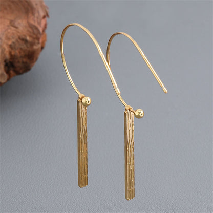 Handmade Stainless Steel Geometric Rectangular Hook Earrings - Minimalist Industrial Style