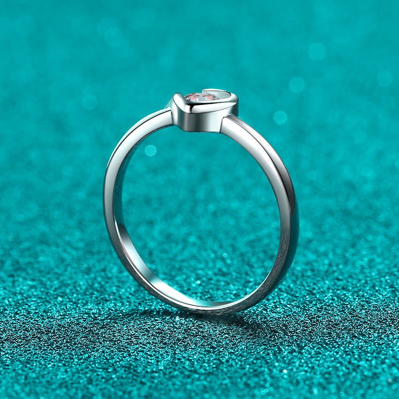 Heart-Shaped Moissanite Solitaire Ring - 925 Sterling Silver Floral Accent Minimalist Ring for Women