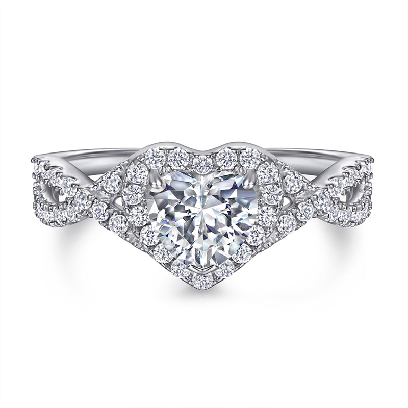 Heart-Shaped Zircon Silver Ring - 925 Sterling Silver Dainty Love Jewelry for Women
