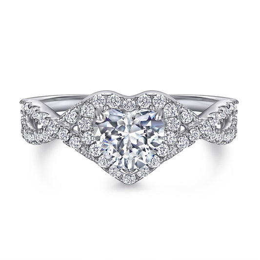 Heart-Shaped Zircon Silver Ring - 925 Sterling Silver Dainty Love Jewelry for Women