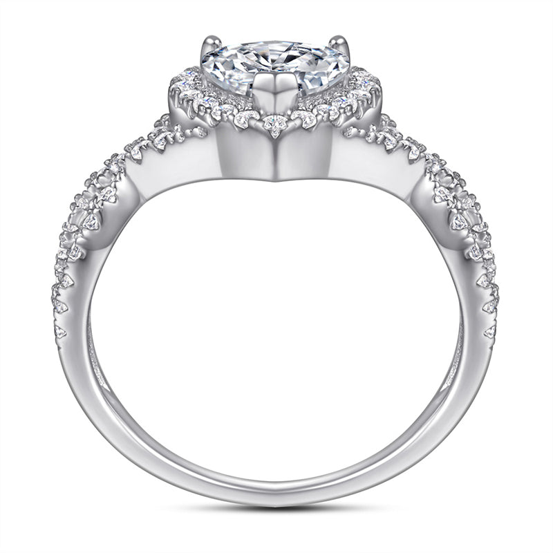 Heart-Shaped Zircon Silver Ring - 925 Sterling Silver Dainty Love Jewelry for Women