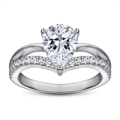 Heart-Shaped Zirconia 925 Silver Ring - Romantic European-Inspired Band