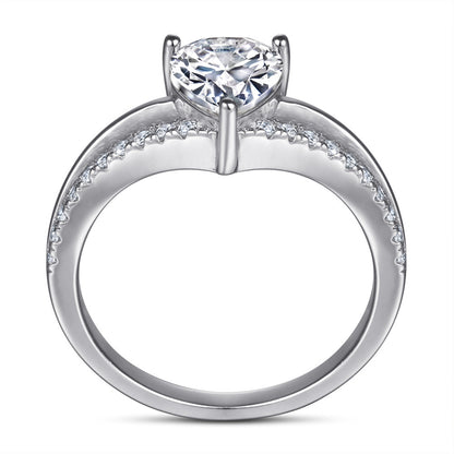 Heart-Shaped Zirconia 925 Silver Ring - Romantic European-Inspired Band