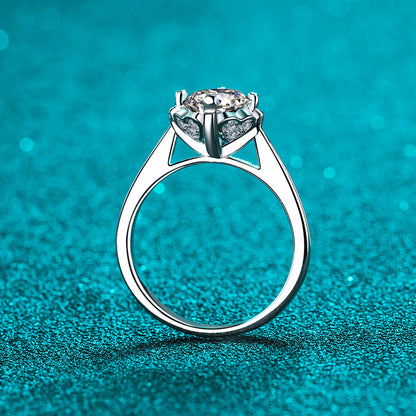 Heart Bloom PT950 Plated Moissanite Ring - 925 Sterling Silver with Cultural Motifs