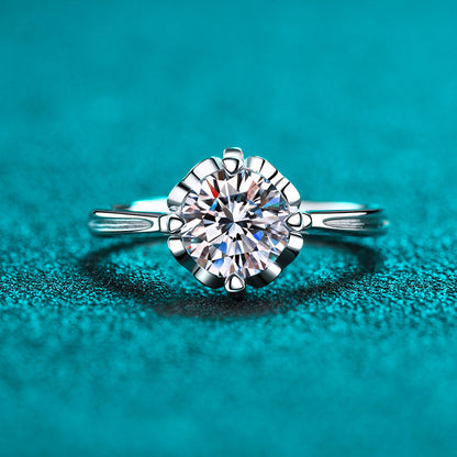 Heart Bloom PT950 Plated Moissanite Ring - 925 Sterling Silver with Cultural Motifs