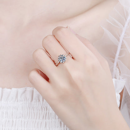 Heart Bloom PT950 Plated Moissanite Ring - 925 Sterling Silver with Cultural Motifs