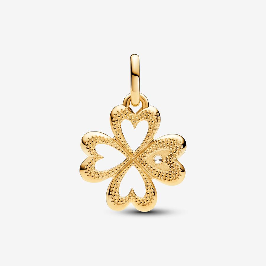 Heart Four-leaf Clover Medallion Charm