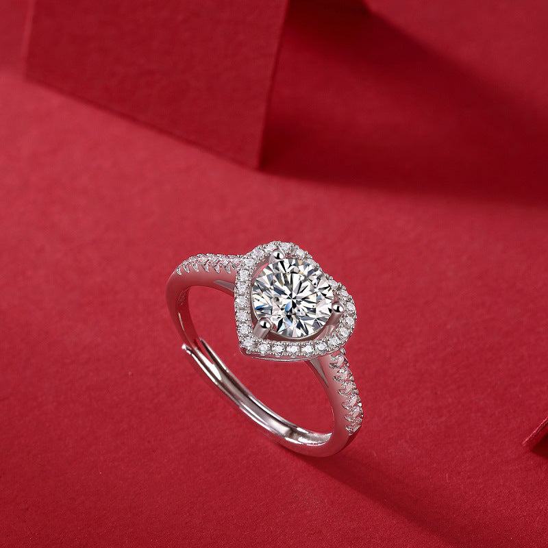 Heart Geometric Ring with Moissanite