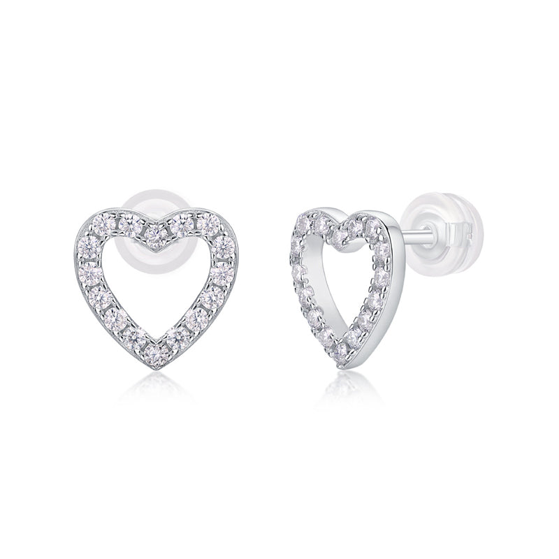 Heart Moissanite Stud Earrings in 925 Silver