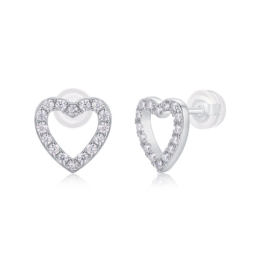Heart Moissanite Stud Earrings in 925 Silver