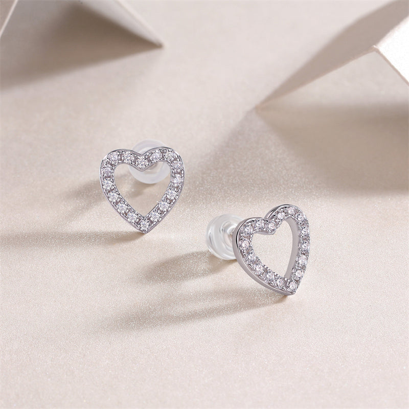 Heart Moissanite Stud Earrings in 925 Silver