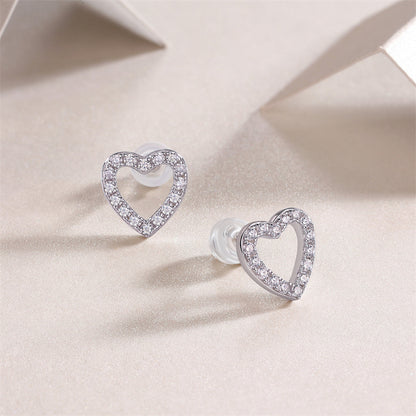 Heart Moissanite Stud Earrings in 925 Silver