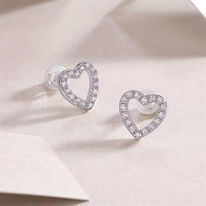 Heart Moissanite Stud Earrings in 925 Silver