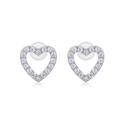 Heart Moissanite Stud Earrings in 925 Silver
