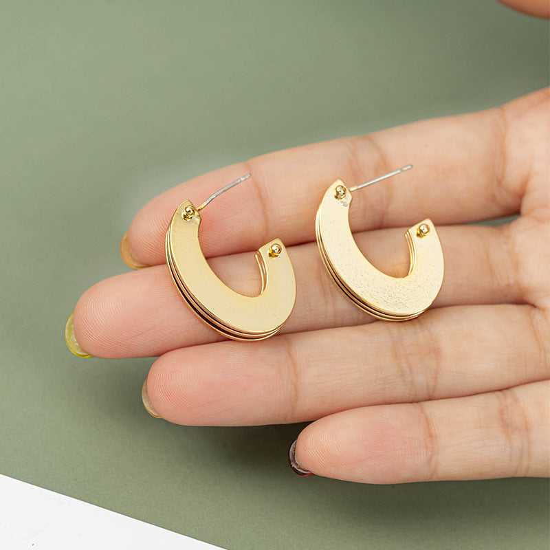 Heart, Peach & Rectangle 925 Silver Earrings with White Zircon - 18K Gold Plated Geometric Design for Women