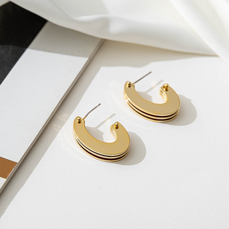 Heart, Peach & Rectangle 925 Silver Earrings with White Zircon - 18K Gold Plated Geometric Design for Women