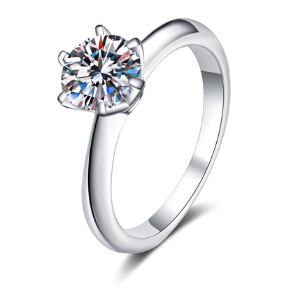 Hexagon Women's Ring in 925 Silver with PT950 Plating | 5ct Moissanite or 11mm Zircon | Adjustable Ring (Size 9-23)