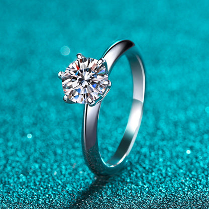 Hexagon Zircon Women's Ring in 925 Silver with PT950 Plating | 5mm to 9mm Stone | Adjustable Geometric Ring (Size 6-25)