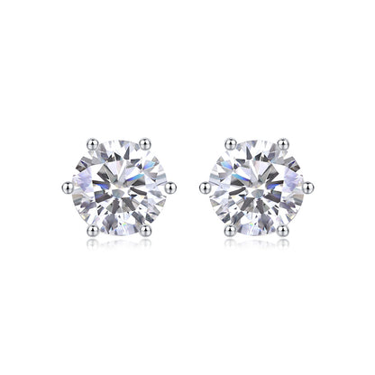 Hexagonal Sterling Silver Moissanite Stud Earrings for Women