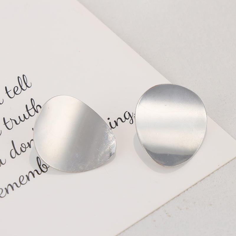 Stainless Steel Stone-Inspired Stud Earrings - Modern Elegance