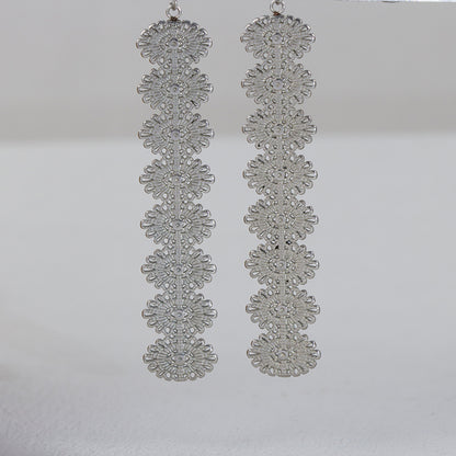 Stainless Steel Floral Drop Earrings - Nature's Elegance
