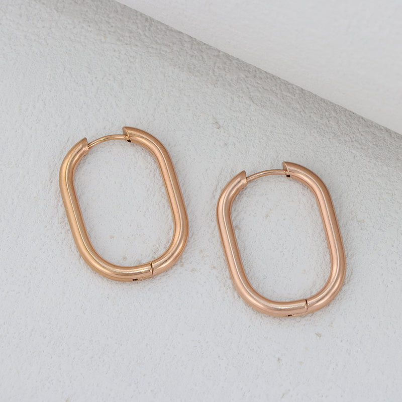 Minimalist Rose Gold Hoop Earrings - Symmetrically Chic