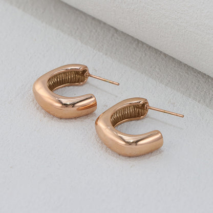 Rose Gold Stainless Steel Hoop Earrings - Symmetrically Chic