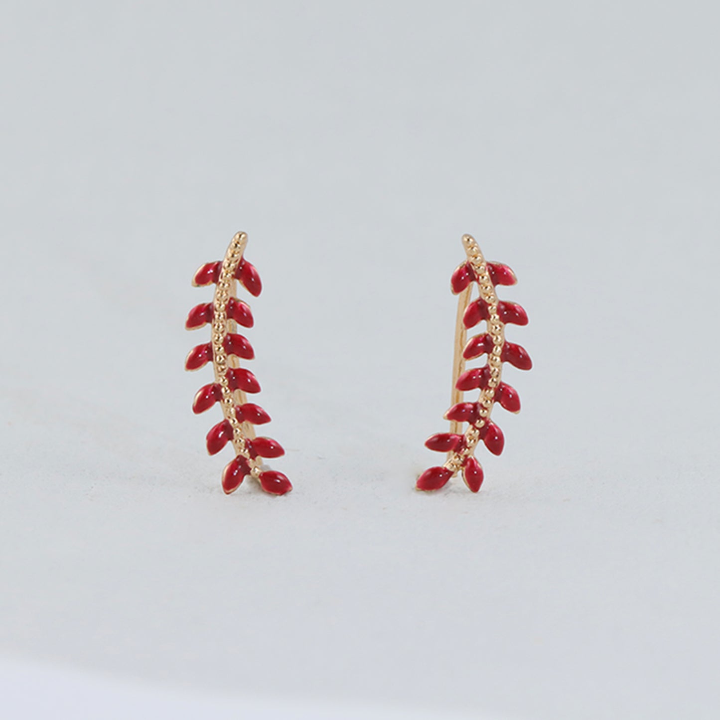 Red Copper Leaf Tassel Earrings, Nature-Inspired Design