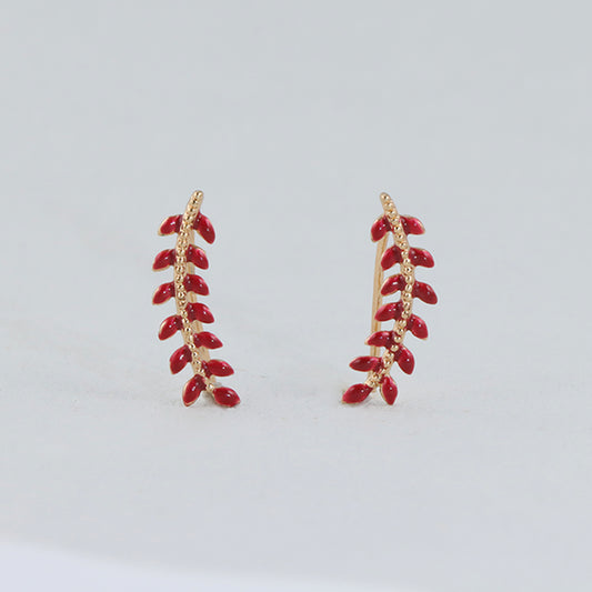 Red Copper Leaf Tassel Earrings, Nature-Inspired Design