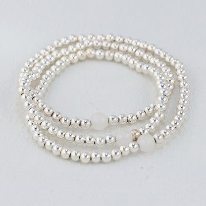 Silver Copper Beaded Bracelet - Traditional Cultural Prayer Jewelry for Men & Women