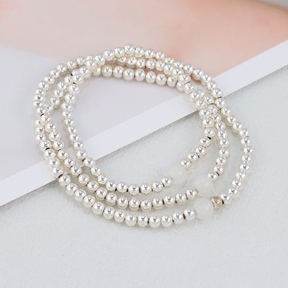 Silver Copper Beaded Bracelet - Traditional Cultural Prayer Jewelry for Men & Women