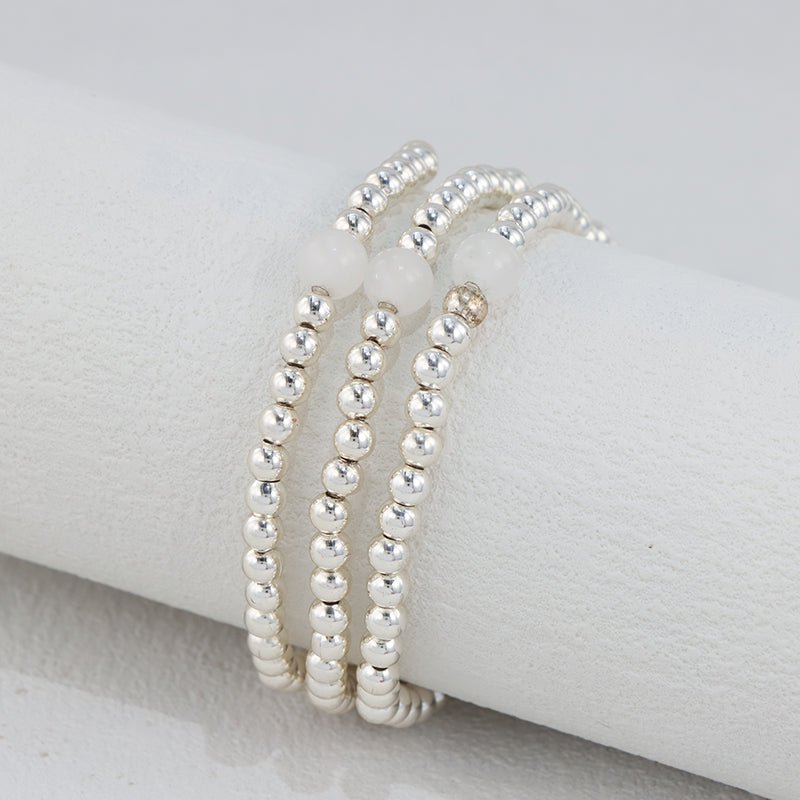Silver Copper Beaded Bracelet - Traditional Cultural Prayer Jewelry for Men & Women