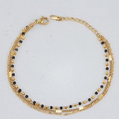Gold Layered Charm Bracelet - Stainless Steel Fashion Jewelry for Women