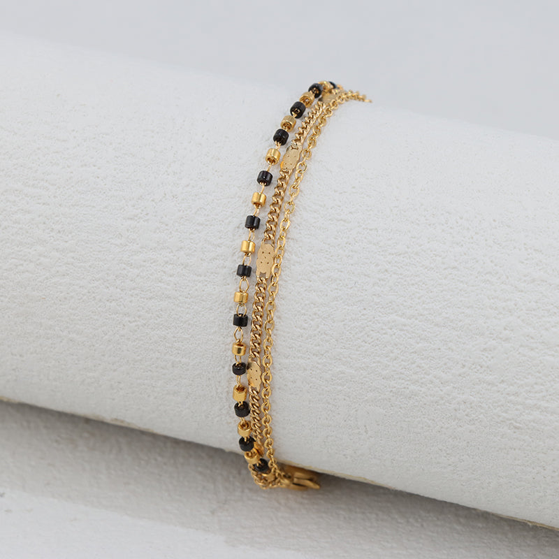 Gold Layered Charm Bracelet - Stainless Steel Fashion Jewelry for Women
