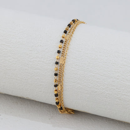 Gold Layered Charm Bracelet - Stainless Steel Fashion Jewelry for Women